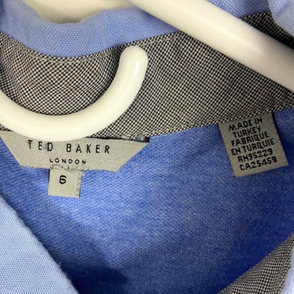 Ted Baker Ovaskep Piqué Polo Collar Slim Shirt Size 2XL Short Sleeve Blue Glee - Picture 6 of 11